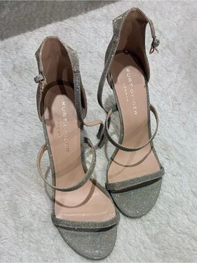 Kurt Geiger Silver Glitter Strappy Stilettos